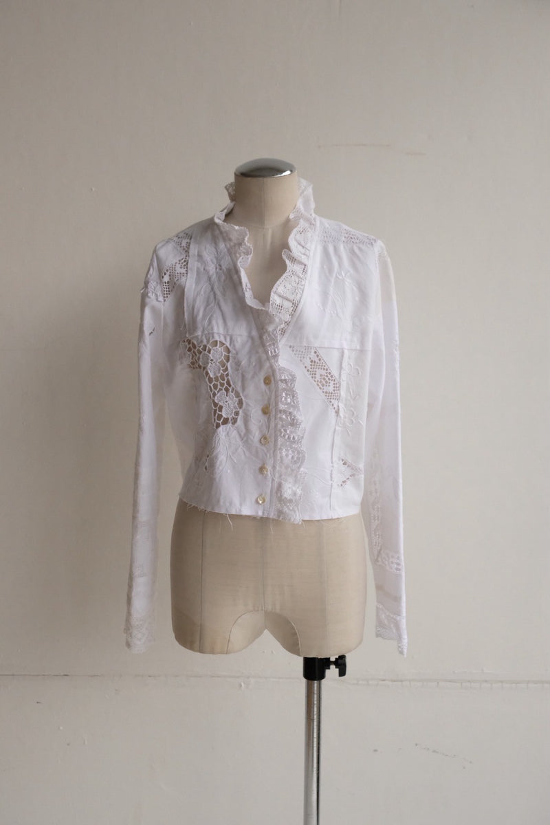 cutwork lace frill cardigan