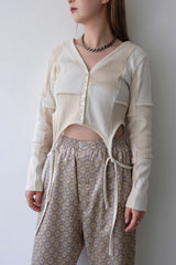 rib patchwork gater cardigan