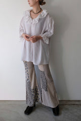 cutwork frill collar blouse