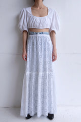 vintage embroidery cropped blouse