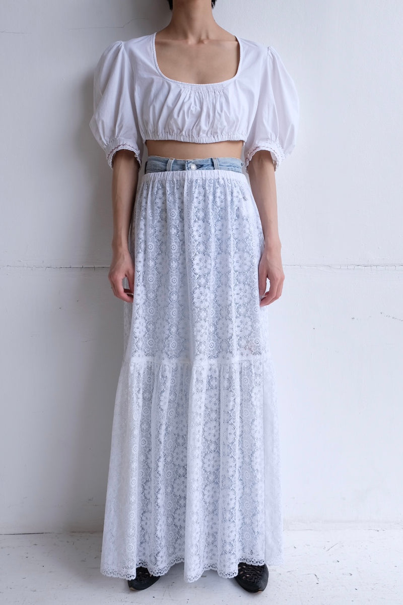 vintage embroidery cropped blouse