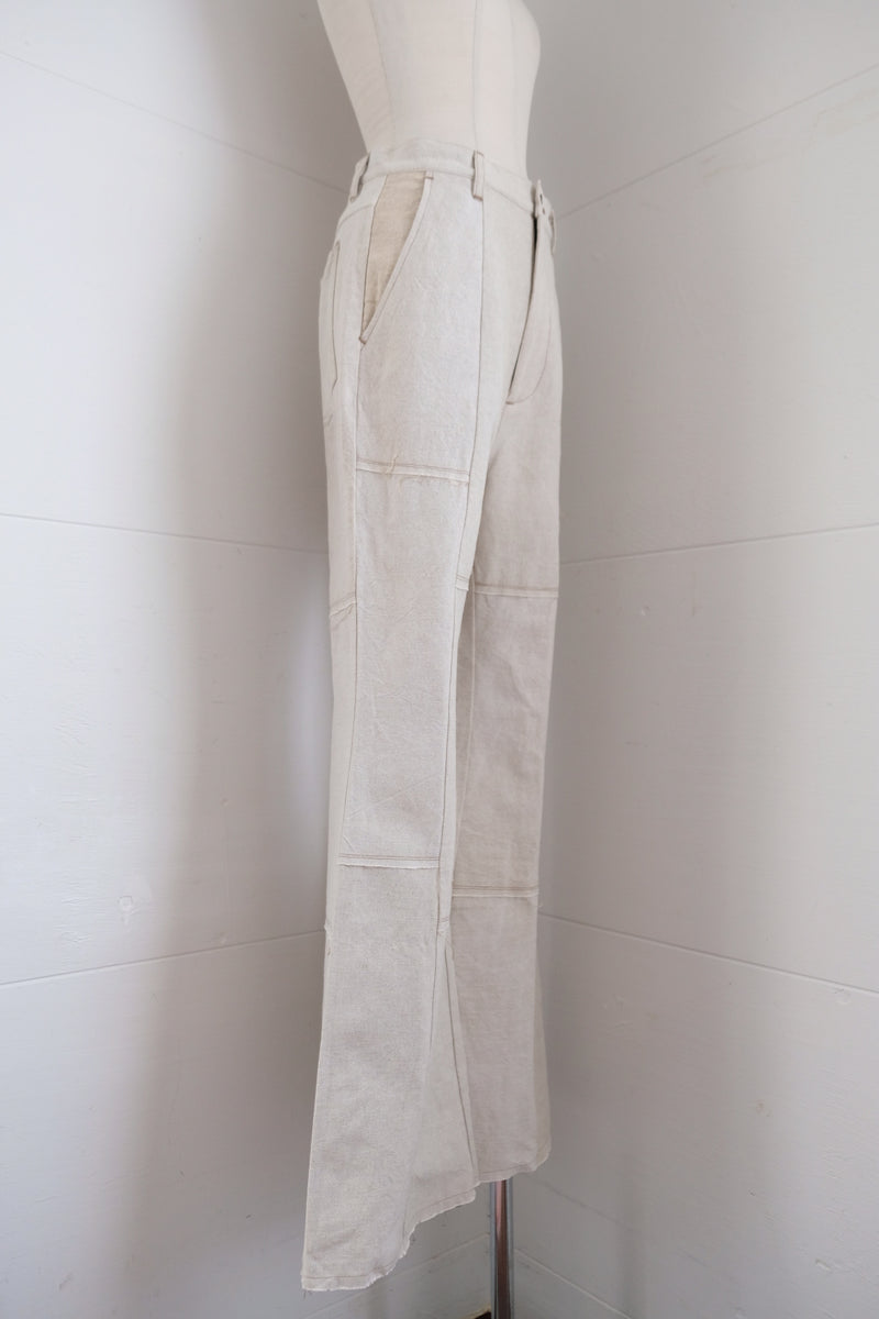 linen patchwork flare pants