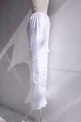 cutwork lace frill pants