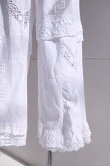 cutwork lace frill pants