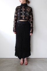 crochet lace high neck top