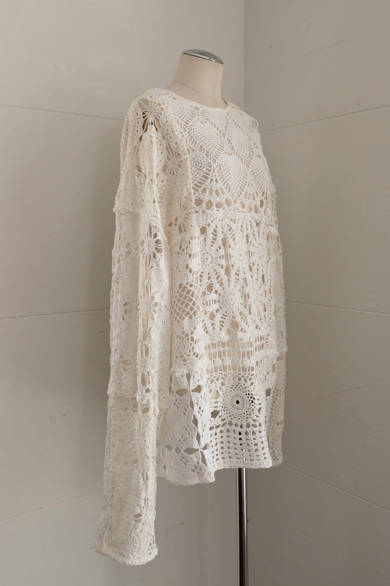 crochet lace long t-shirts (B)