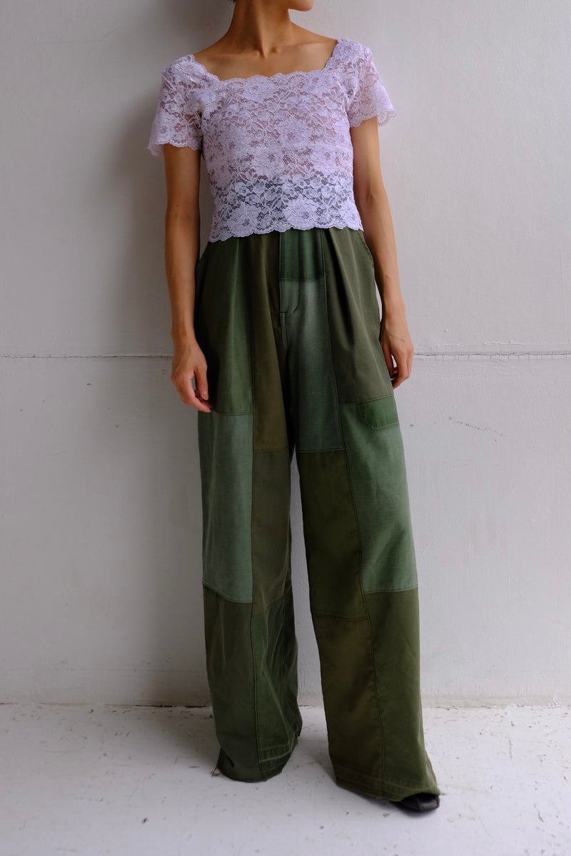 flower lace square neck tops