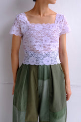 flower lace square neck tops