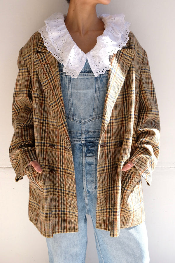 80's check double jacket