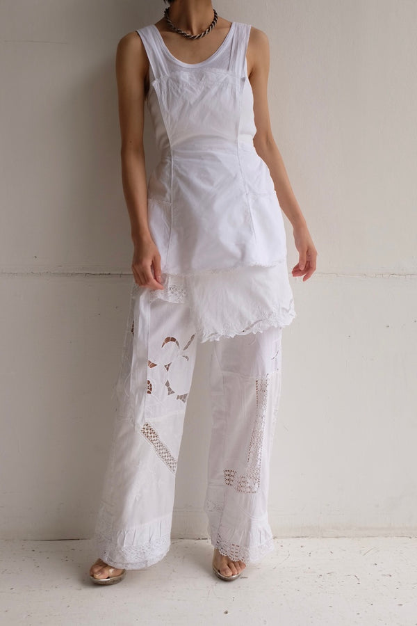 cutwork lace frill pants