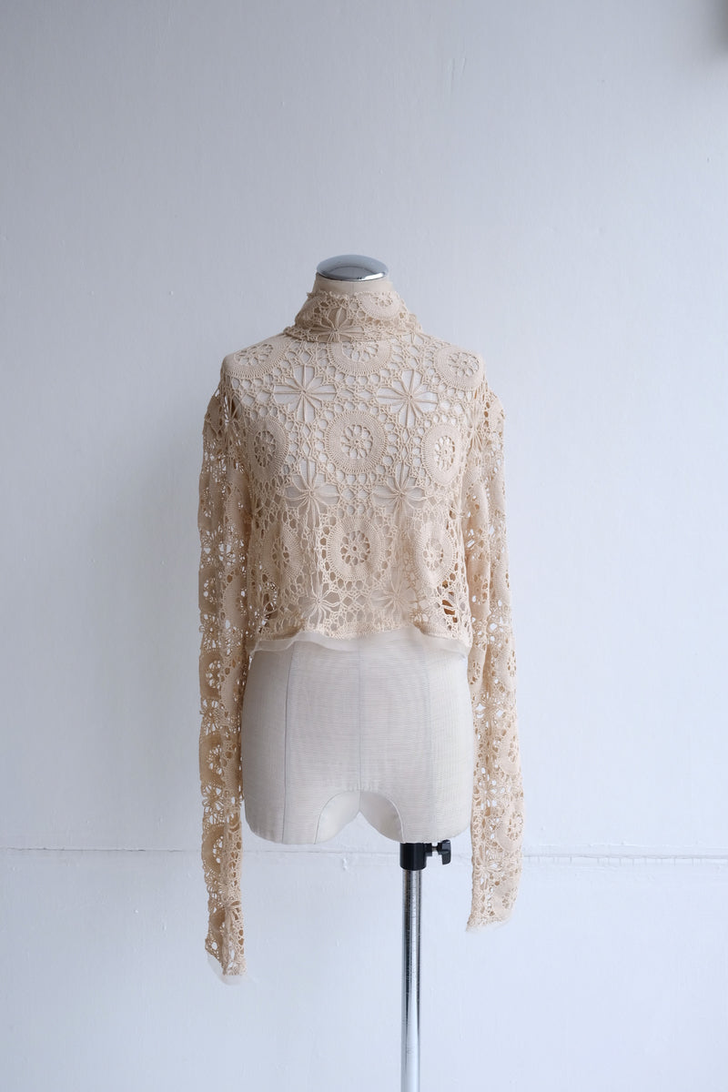 crochet lace high neck top