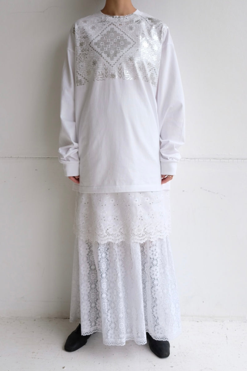 flower lace long T-shirts