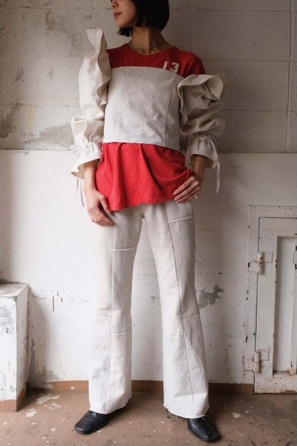 linen patchwork flare pants