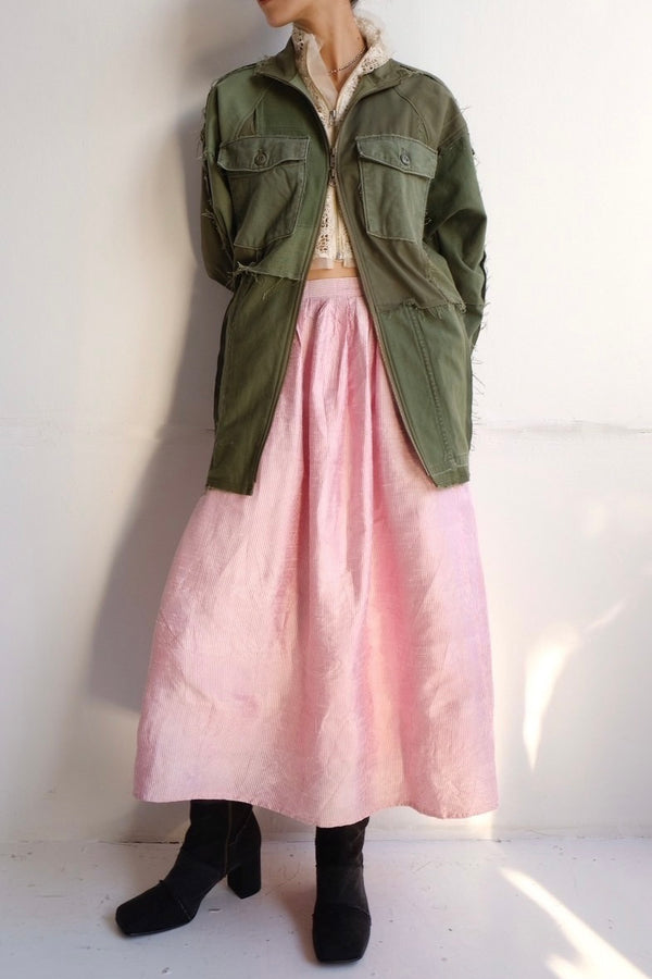 70's raw silk pink skirt