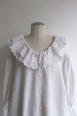 cutwork frill collar blouse