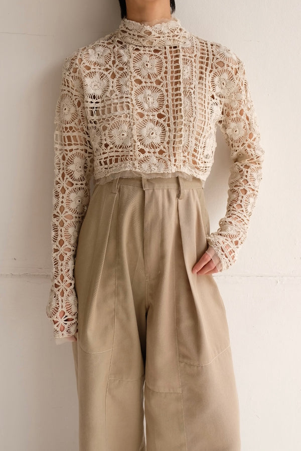crochet lace high neck top
