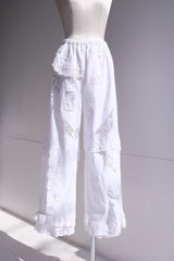 cutwork lace frill pants