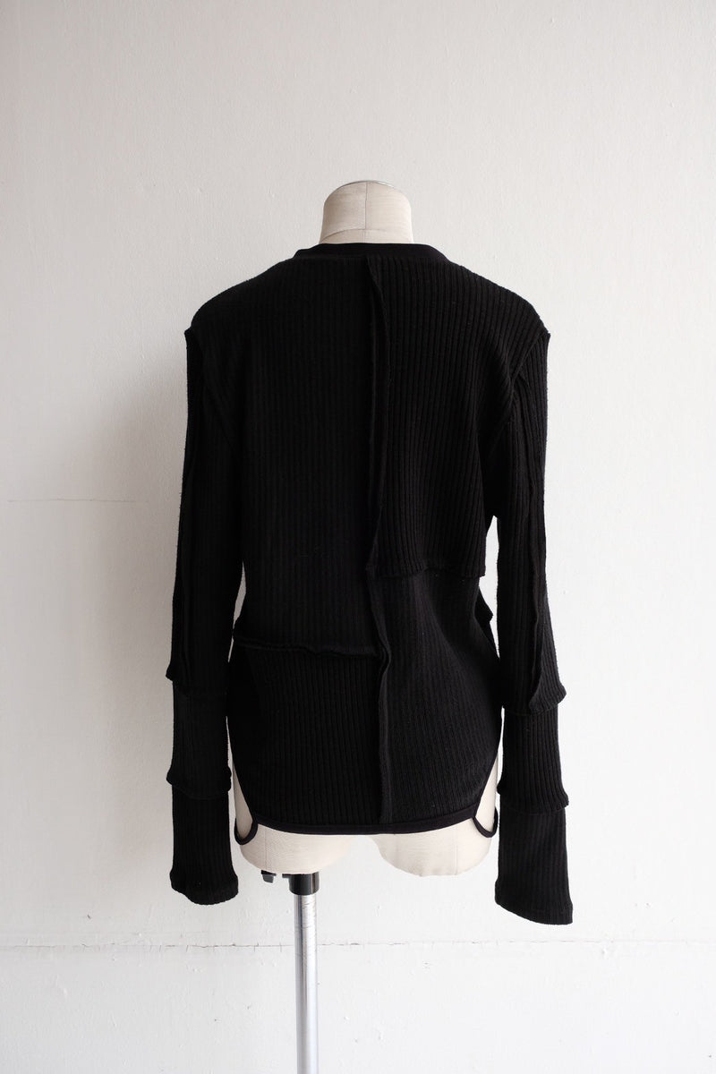 military rib patchwork cardigan