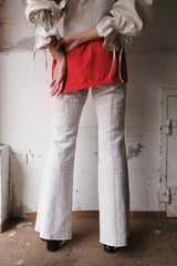 linen patchwork flare pants