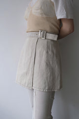 linen wrap mini skirt