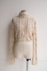 crochet lace high neck top