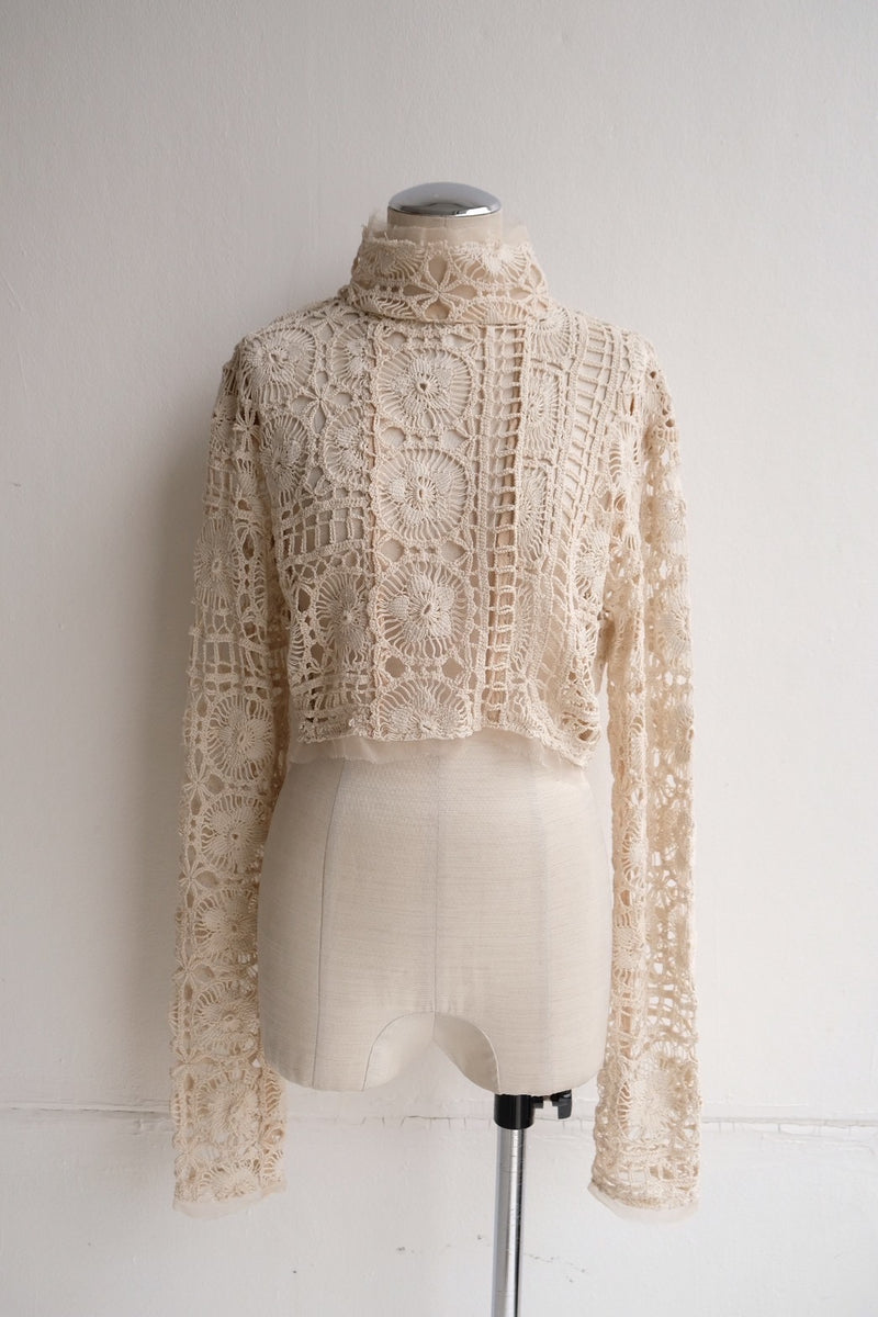 crochet lace high neck top