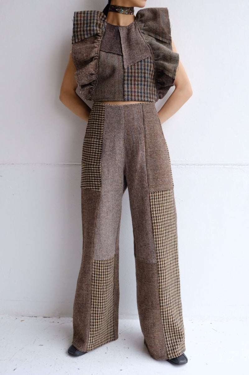 tweed frill backless top