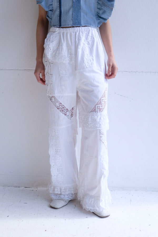 cutwork lace frill pants A