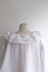 cutwork frill collar blouse