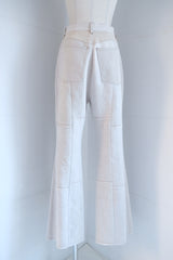 linen patchwork flare pants