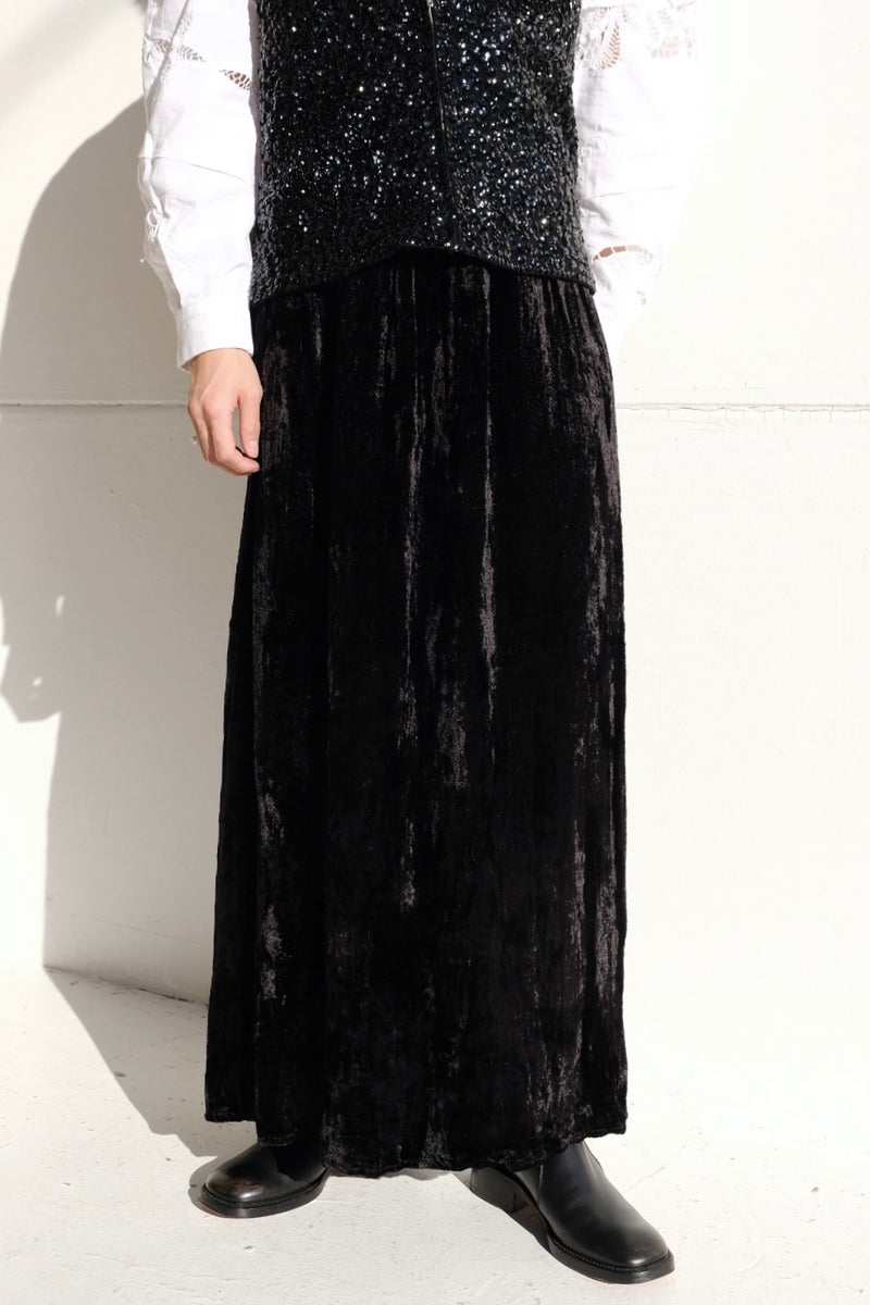 velvet long skirt