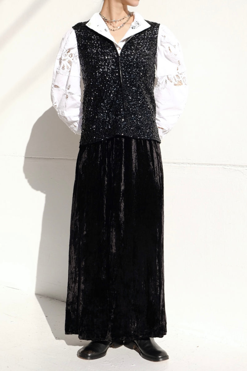 velvet long skirt