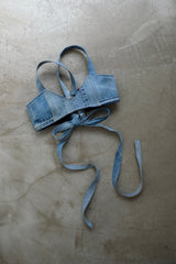 denim ribbon bra top