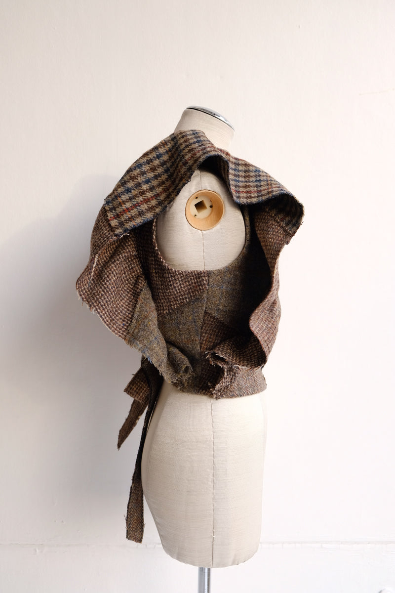 tweed frill backless top