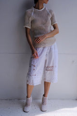cutwork lace frill half pants