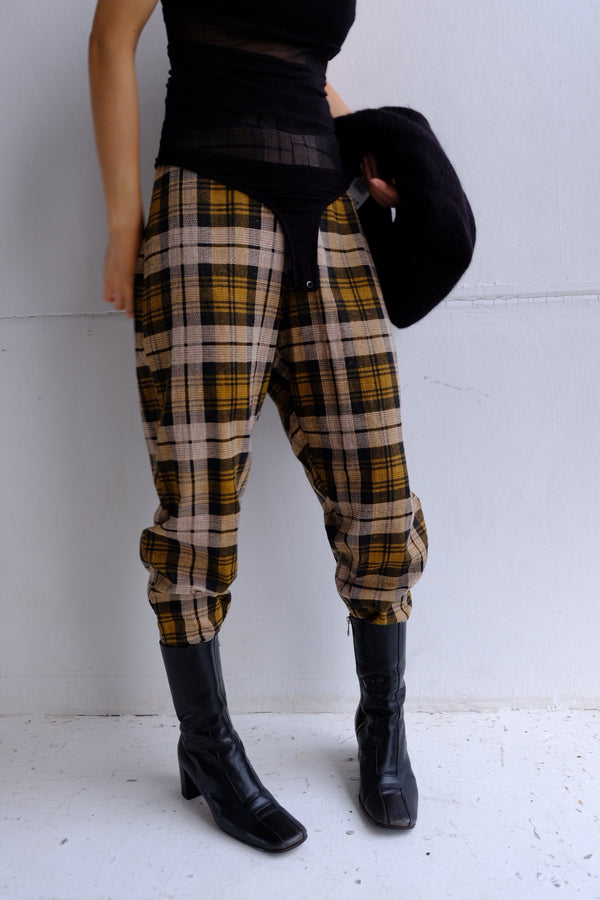 high waist check pants