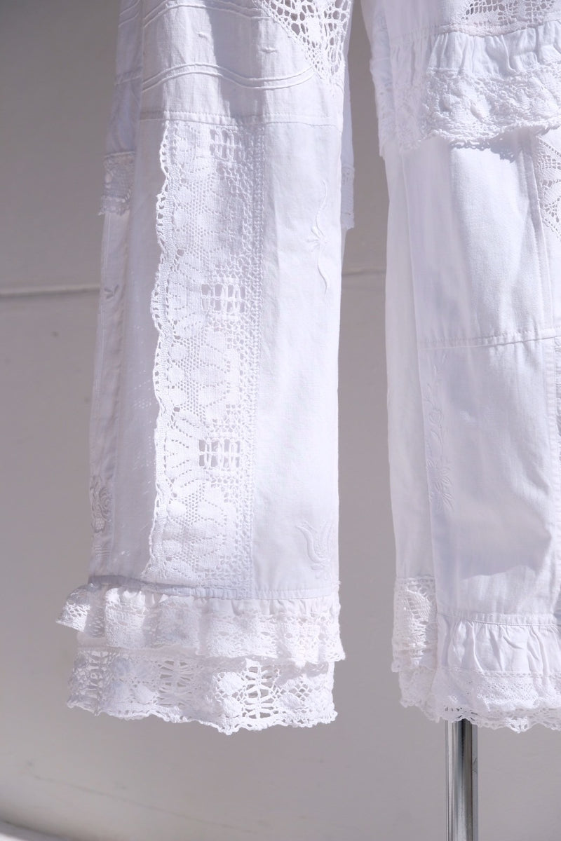 cutwork lace frill pants