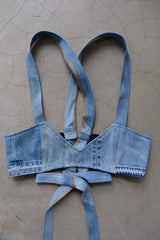 denim ribbon bra top