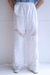 cutwork lace frill pants