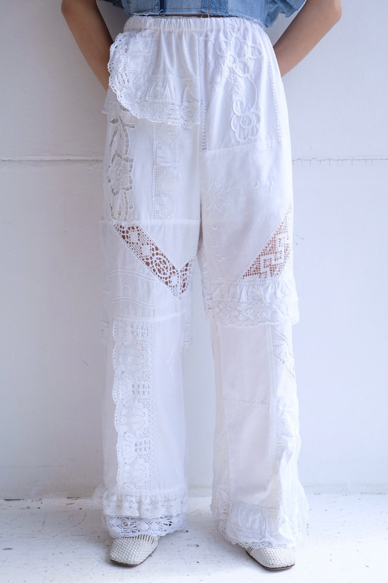 cutwork lace frill pants