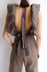 tweed frill backless top