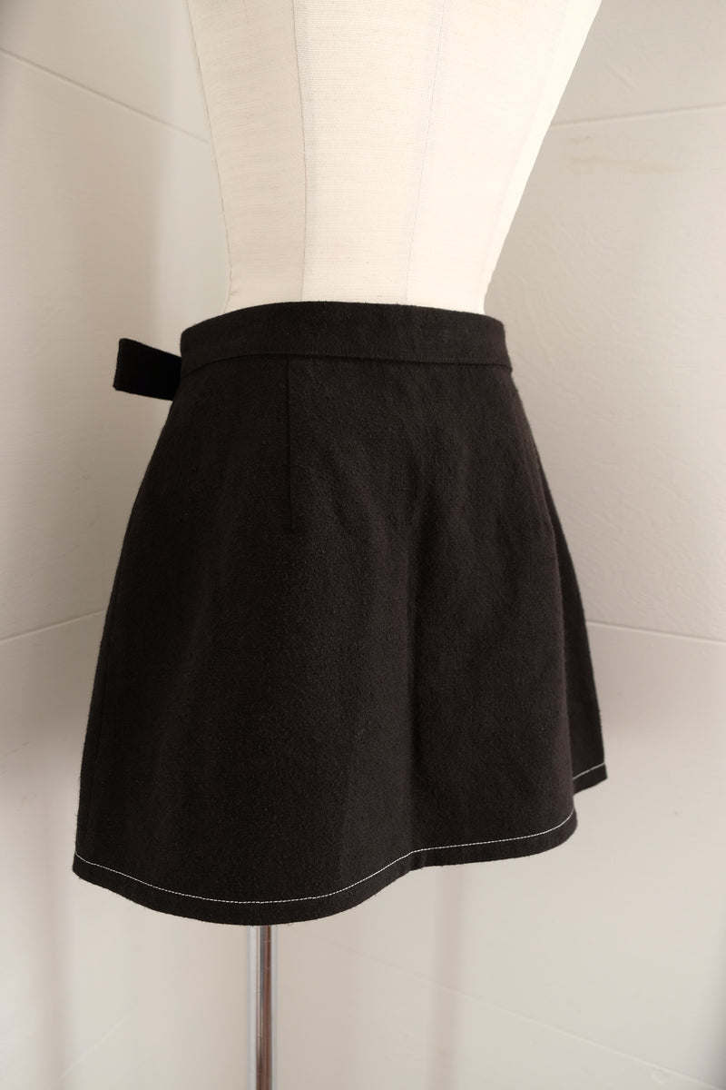 linen wrap mini skirt