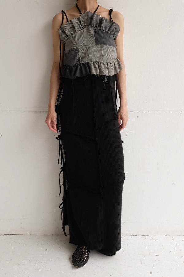 rib ribbon long dress