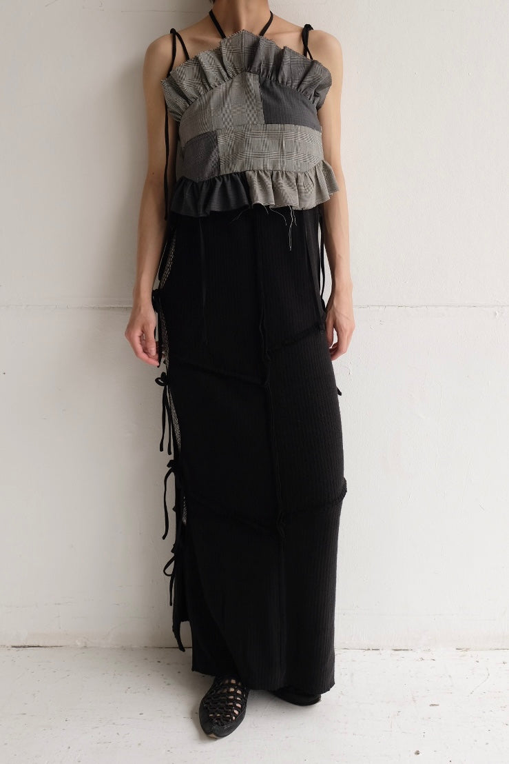 rib ribbon long dress