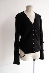 military rib patchwork cardigan