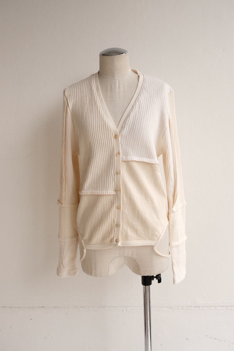 military rib patchwork cardigan