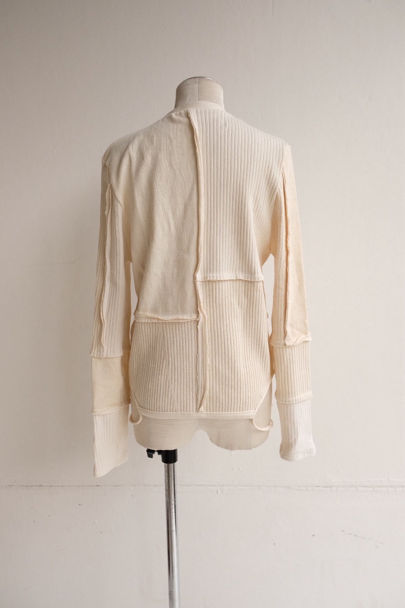 military rib patchwork cardigan