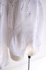 vintage linen cutwork blouse