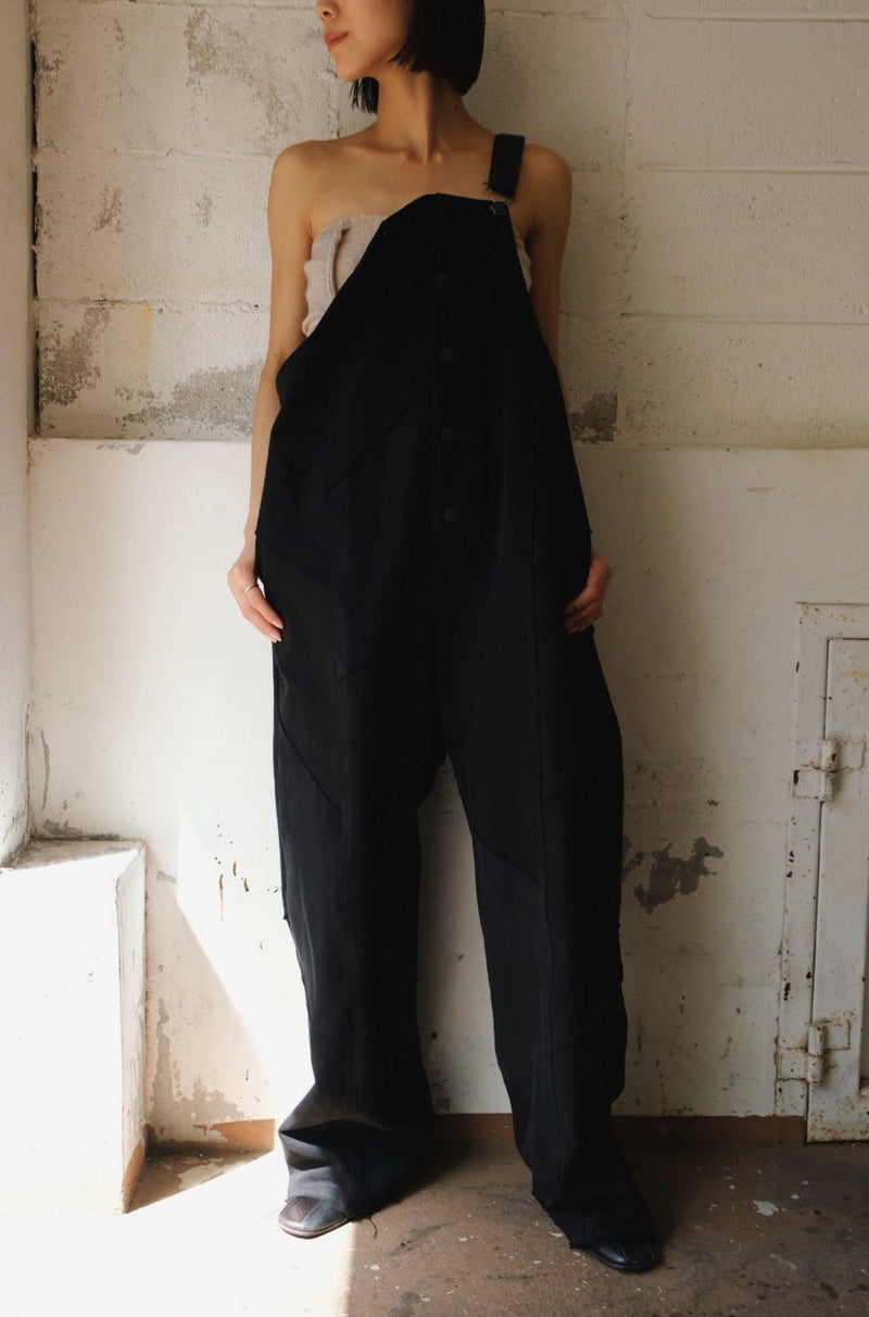 black denim deck pants