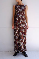 velour flower long dress